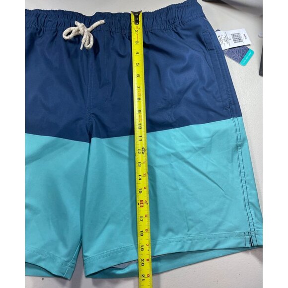 Trinity Coast Mens XLT Swim Shorts Blue & Aqua Color Block Elastic Waist - Picture 5 of 12